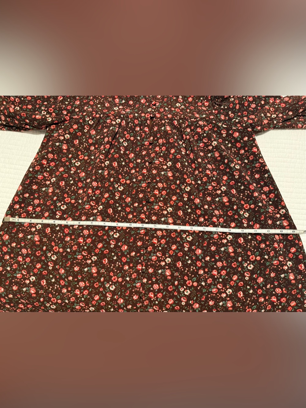 English Factory Floral Long Sleeve Mini Dress with Front Button Detail - Picture 11 of 13